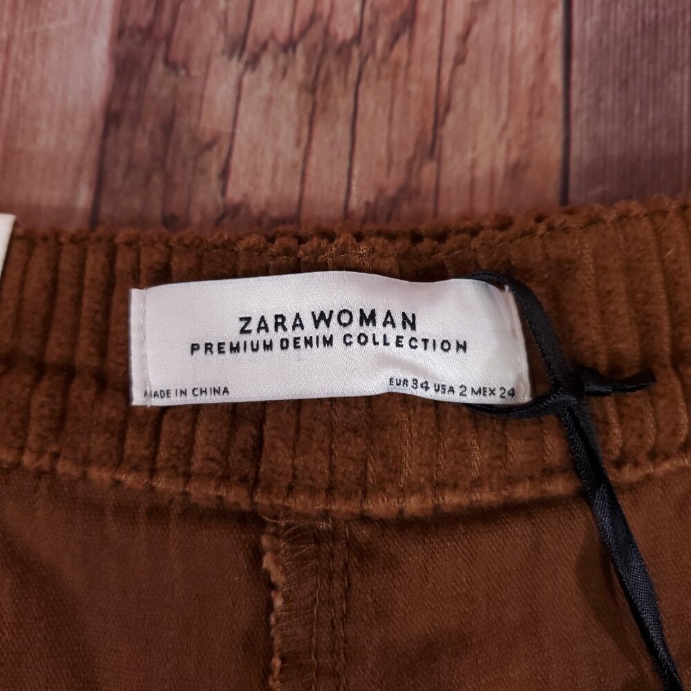 NWT Zara Womens Size 2 The Marine Culotte in Sweet Corduoiry Wide Leg Pants - Picture 11 of 15